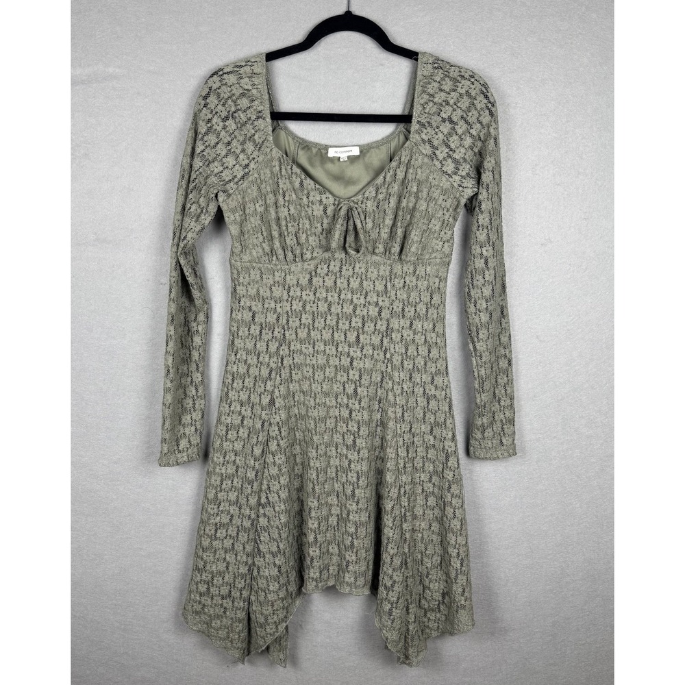 No Comment Green Lace Stretch Milkmaid Coquette‎ Dress w/Sharkbite Hem Size M